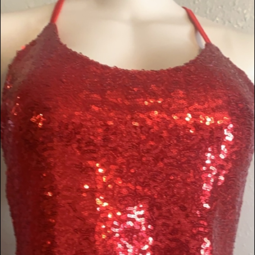 Sequin spaghetti strap tank top